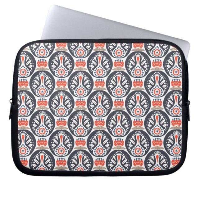 Floral Turkey Folk Art Pattern Laptop Sleeve (Front)