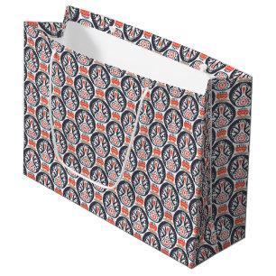 Floral Turkey Folk Art Pattern Large Gift Bag