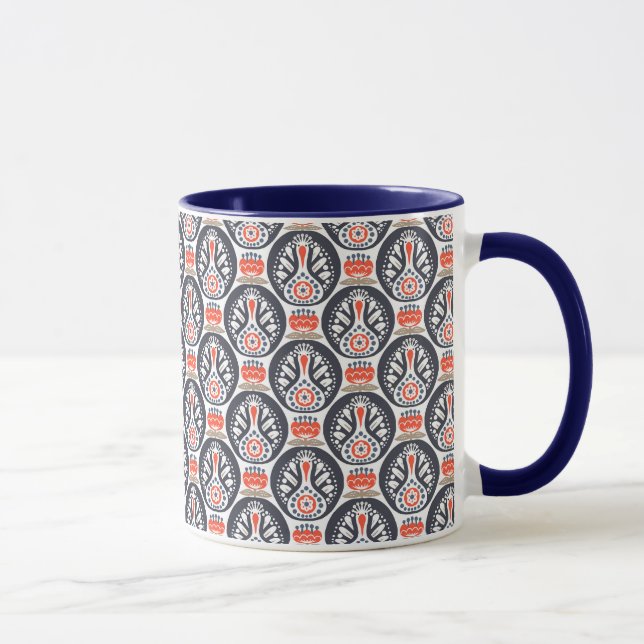 Floral Turkey Folk Art Pattern Mug (Right)