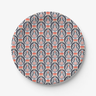 Floral Turkey Folk Art Pattern Paper Plate