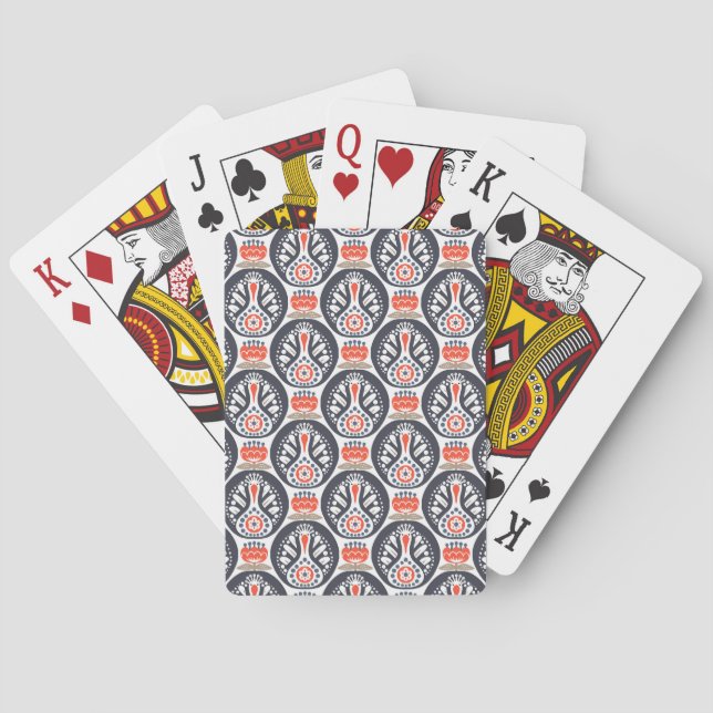 Floral Turkey Folk Art Pattern Playing Cards (Back)