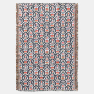 Floral Turkey Folk Art Pattern Throw Blanket