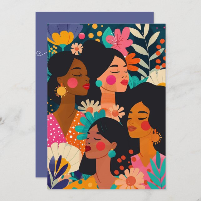 Floral Turquoise International Women's Day Invitation (Front/Back)