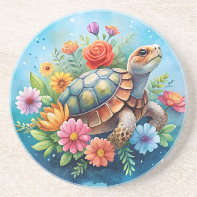 Floral Turtle Coaster (Front)