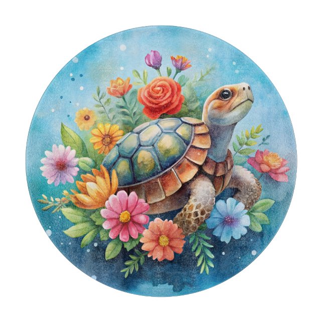 Floral Turtle Cutting Board (Front)