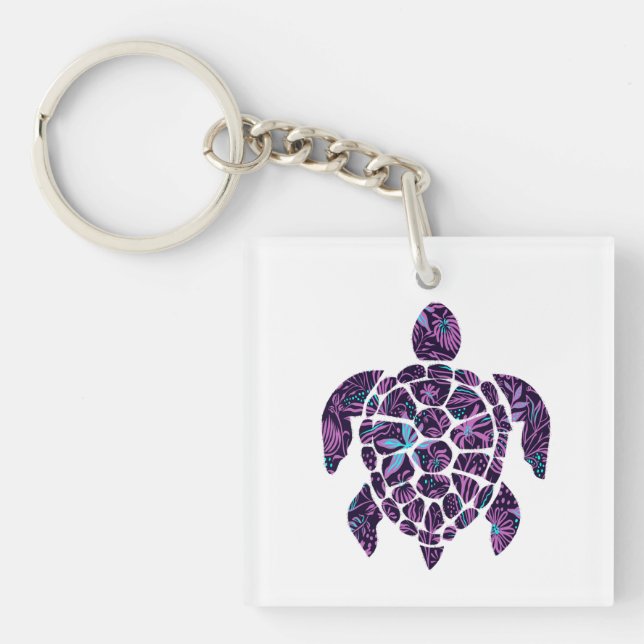 Floral Turtle   Key Ring (Front)