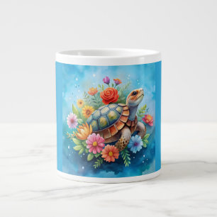 Floral Turtle Large Coffee Mug