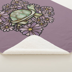 Floral Turtle Love cute Turtles Heart shell Sherpa Blanket