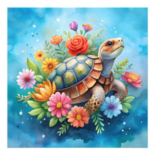 Floral Turtle Photo Print