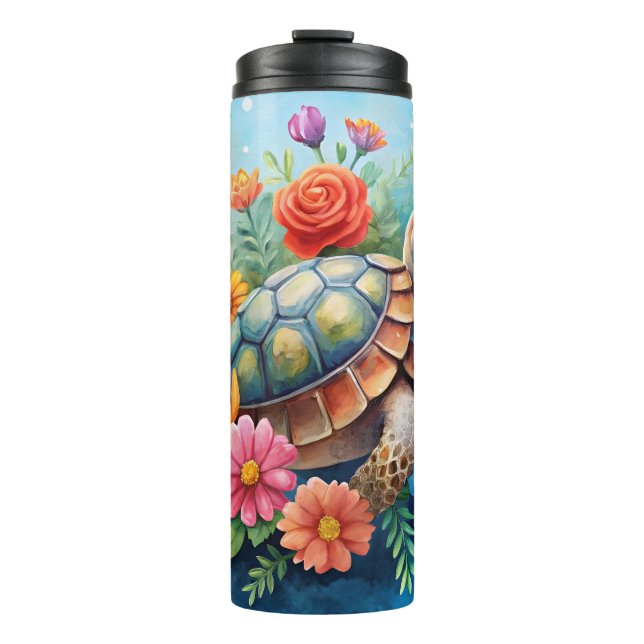 Floral Turtle Thermal Tumbler (Front)