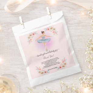 Floral Twirling Ballerina Watercolor Baby Shower Favour Bag