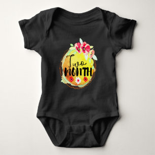 Floral Two Month Old Baby Milestone Label Bodysuit