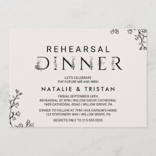 Floral Typography Rehearsal Dinner Invitation