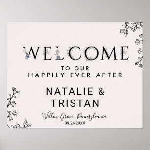 Floral Typography Welcome Wedding Poster