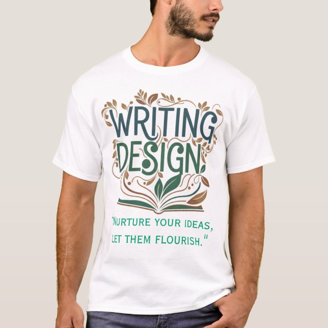 Floral Typography Writing & Creativity Notebook T-Shirt (Front)