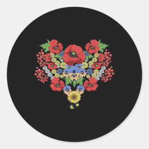 Floral Ukraine Poppies Viburnum Vintage Ukrainian Classic Round Sticker