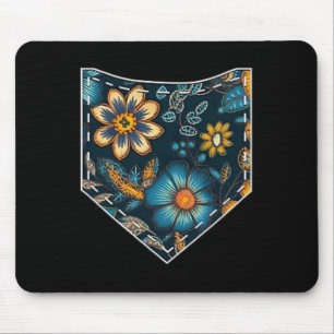 Floral Ukrainian Pocket Tee Retro Summer Flowers U Mouse Pad