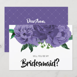 Floral Ultra Violet Purple Be My Bridesmaid Card