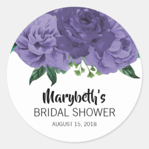 Floral Ultra Violet Purple Bridal Shower Sticker