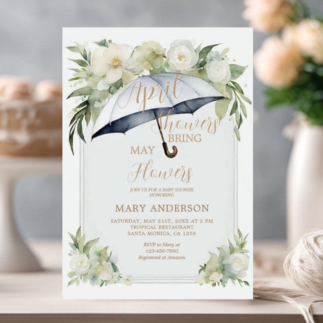 Floral Umbrella April Showers Bring May Flowers Invitation (Creator Uploaded)