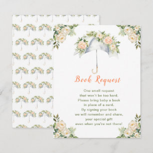 Floral Umbrella Baby Shower Book Request Enclosure Card