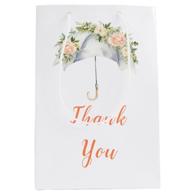 Floral Umbrella Baby Shower Medium Gift Bag (Front)
