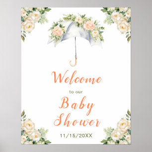 Floral Umbrella Baby Shower Poster