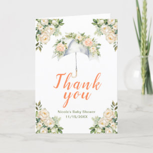 Floral Umbrella Baby Shower Thank You Card