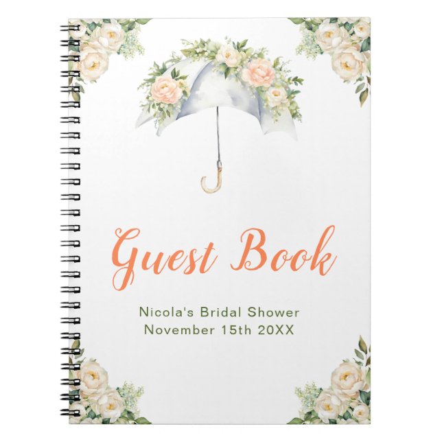 Floral Umbrella Bridal Shower Guest Book (Front)