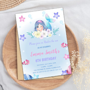 Floral Under the sea Mermaid Invitations