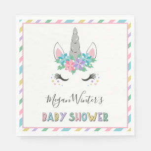 Floral Unicorn Baby Shower Napkin