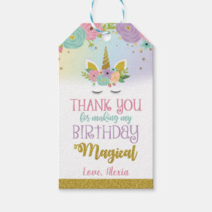Floral Unicorn Birthday Favour Tag
