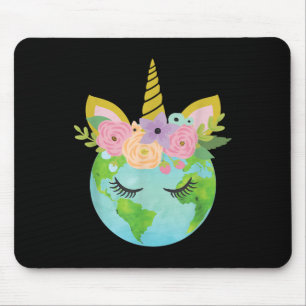 Floral Unicorn Earth - Earth Day T Shirt  Mouse Pad