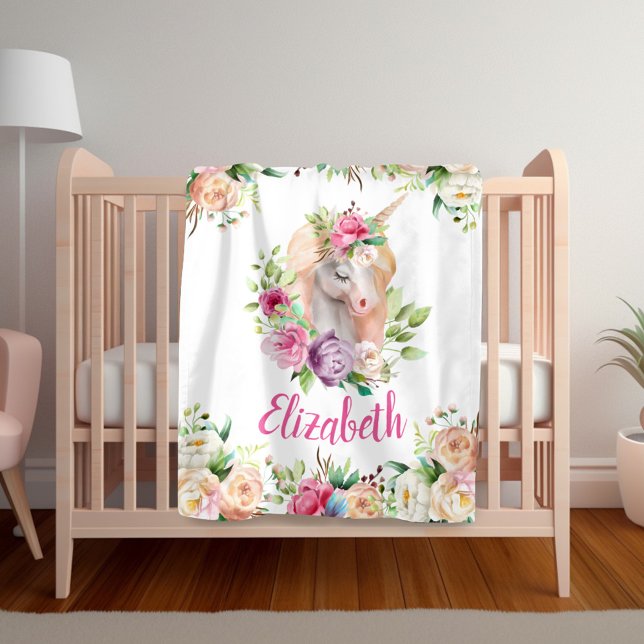 Floral Unicorn Girl's Blanket (Creator Uploaded)