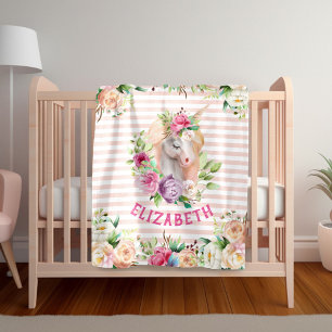 Floral Unicorn Girl's Blanket
