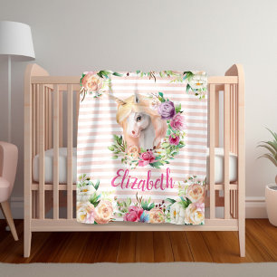 Floral Unicorn Girl's Blanket
