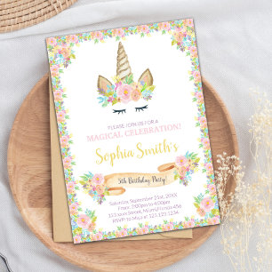 Floral Unicorn Invitations
