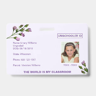 Floral Unschooling Homeschooling Badge ID Badge