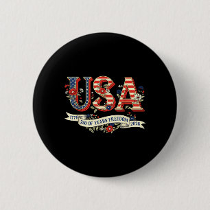 Floral USA 250 Years of Freedom Wildflower 4th of 6 Cm Round Badge