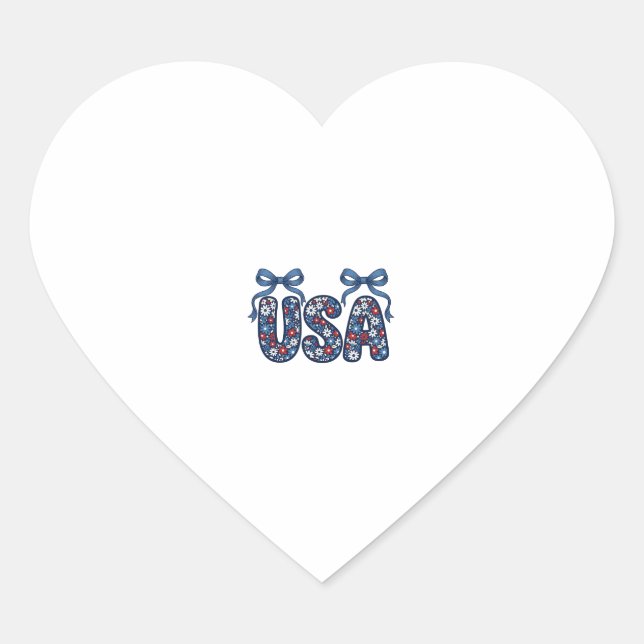 Floral USA Bow Patriotic Vector Design_1 Heart Sticker (Front)