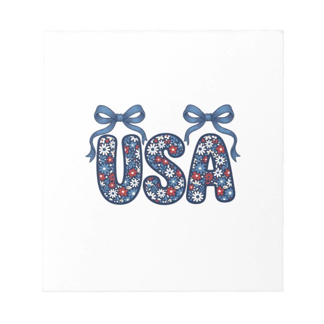 Floral USA Bow Patriotic Vector Design_1 Notepad (Front)