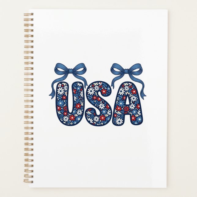 Floral USA Bow Patriotic Vector Design_1 Planner (Front)