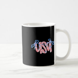 Floral Usa Coquette Bow 4th Of July America Coffee Mug
