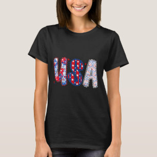 Floral USA Coquette Bow Preppy 4th of July T-Shirt