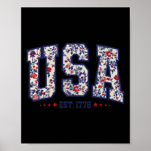 Floral Usa Est 1776 Patriotic Wildflower 4th Of Ju Poster