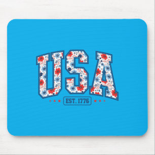 Floral Usa Est 1776 Patriotic Wildflower Retro Mouse Pad
