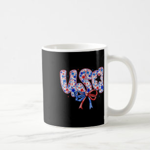 Floral Usa Patriotic American Flag 4th Of July Wom Coffee Mug