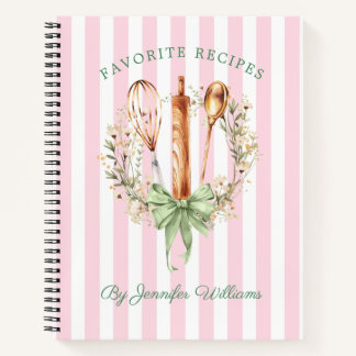 Floral Utensils Cooking Bakery Recipe Notebook