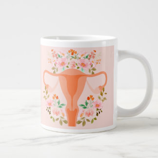 Floral Uterus Mug- (Peach)  Large Coffee Mug