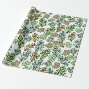 Floral Valencia Green Beige Wrapping Paper